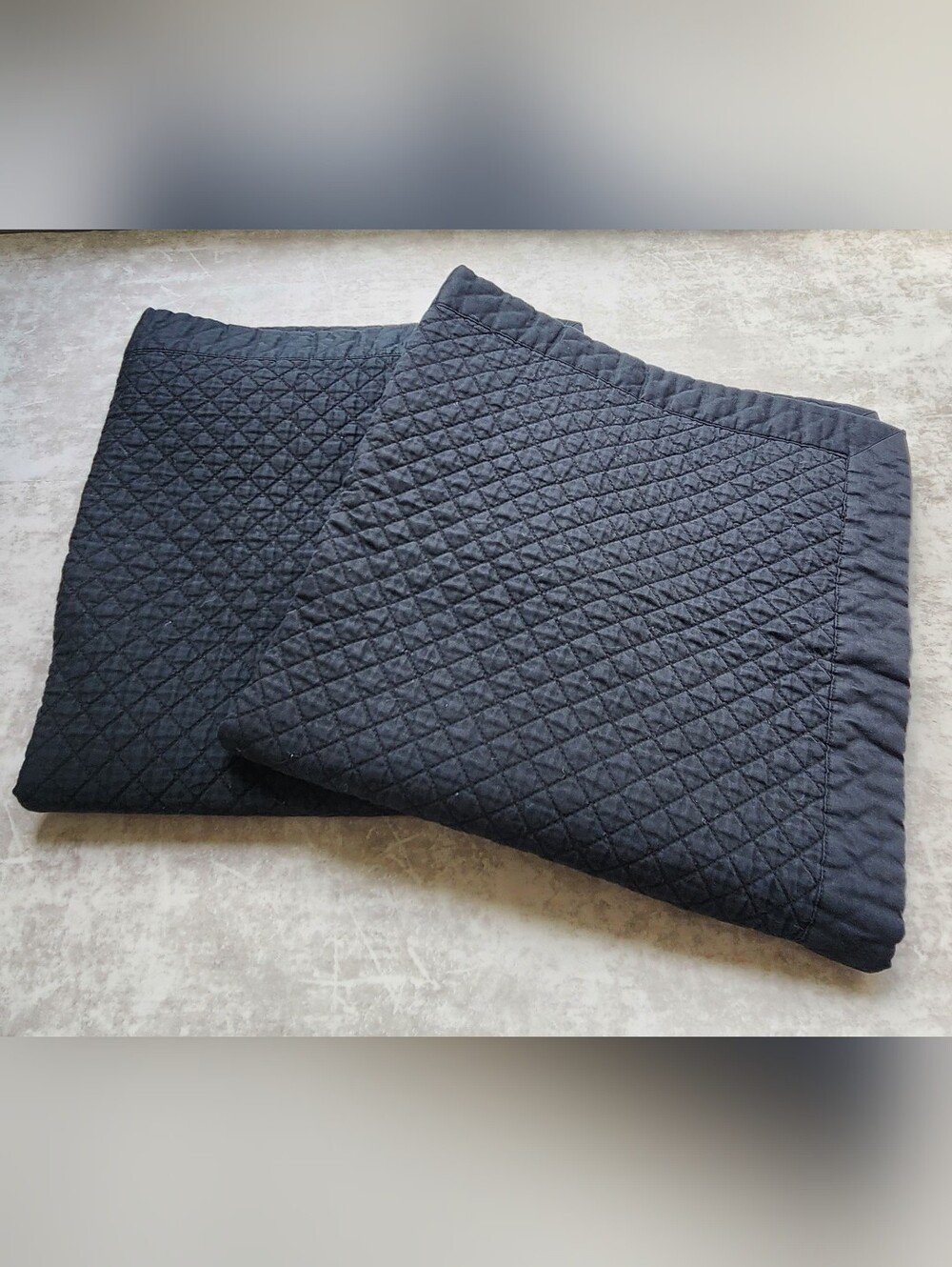 Ralph Lauren Euro Sham 2PC Set Black Diamond Quilt 28"x28" Quiet Luxury Preppy